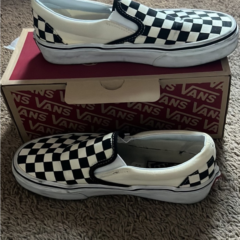 SOLD Vans Kids Black and White Checkered Slip-On Sneakers